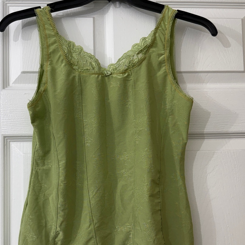 Delta Burke Olive Lace Trim Chemise